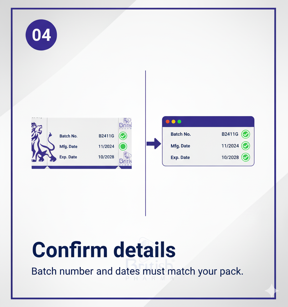 Check batch manufacturing and expiry dates